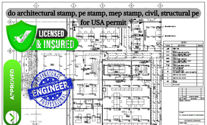 Bestseller - do architectural stamp, pe stamp, mep stamp, civil, structural pe for USA permit