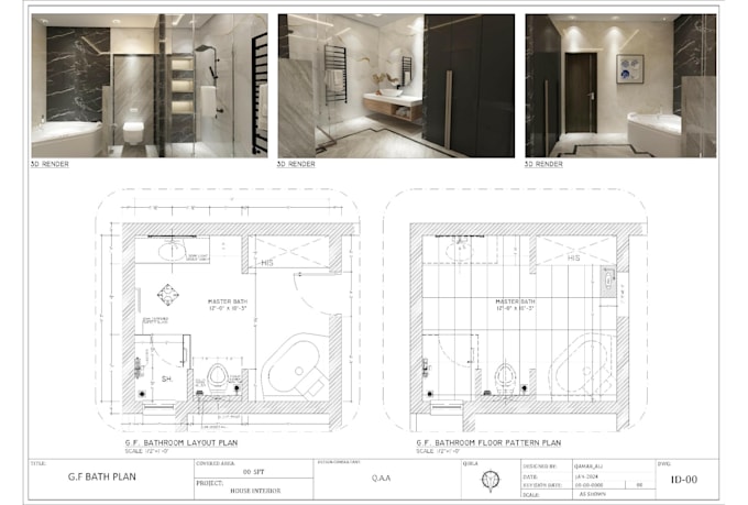 Bestseller - design professional bathroom layouts in autocad