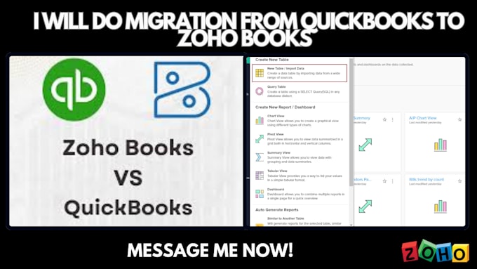 Gig Preview - Do data migration from quickbook to zoho books