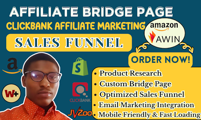 Gig Preview - Build affiliate bridge page setup clickbank affiliate marketing sales funnel