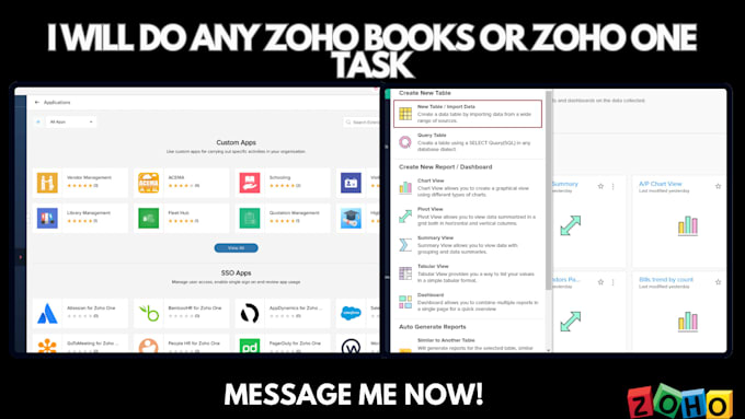 Gig Preview - Do any zoho books or zoho one task