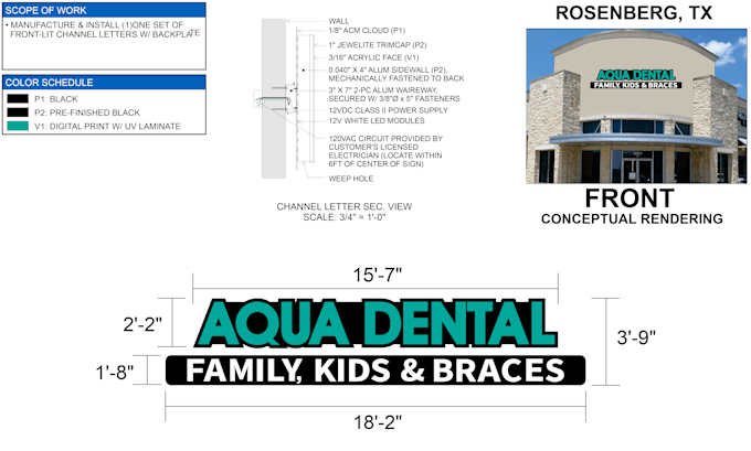 Gig Preview - Design and rendering signage channel letter and cloud letter sign