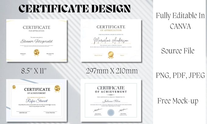 Gig Preview - Create certificate design, certificate of award, gift certificate design