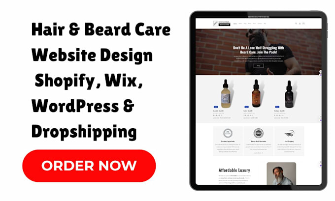 Gig Preview - Design hair care and beard oil ecommerce website on shopify wix wordpress