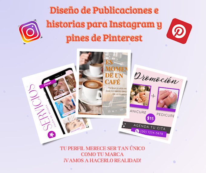 Gig Preview - Diseñare publicaciones atractivas para instagram y pinterest