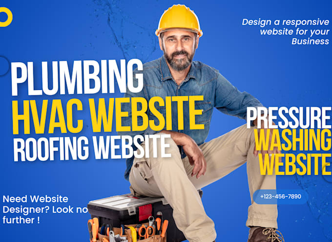 Bestseller - design a responsive plumbing website pressure washing, hvac, roofing website