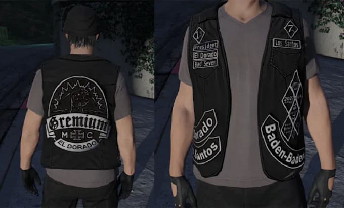 Gig Preview - Make custom fivem clothings, mc kuttes both patch,fivem eup biker vests,police