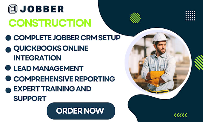 Gig Preview - Setup jobber crm construction, quickbooks online sync, lead management, reports