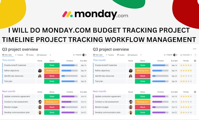 Gig Preview - Do monday budget tracking project timelines project tracking workflow management