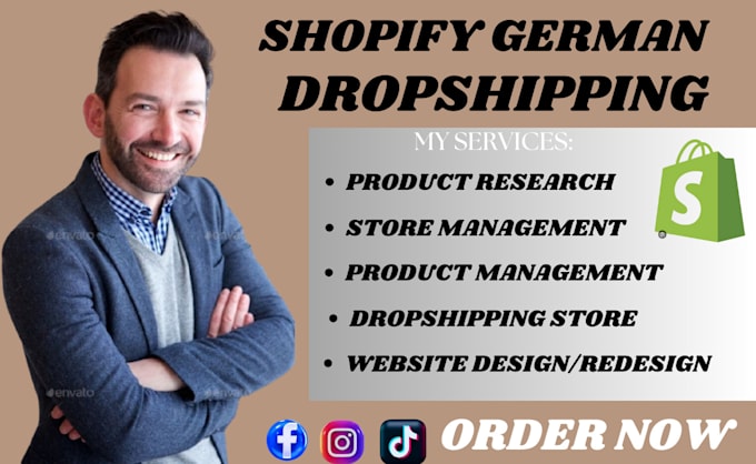 Gig Preview - Create a german shopify dropshipping store with europe usa uk china suppliers