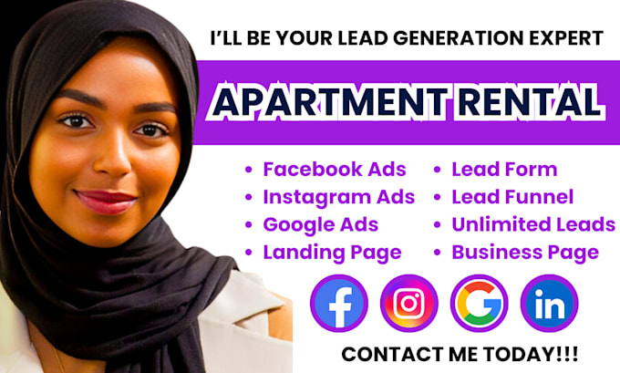 Gig Preview - Apartment rental leads apartment rental facebook ads apartment rental leads