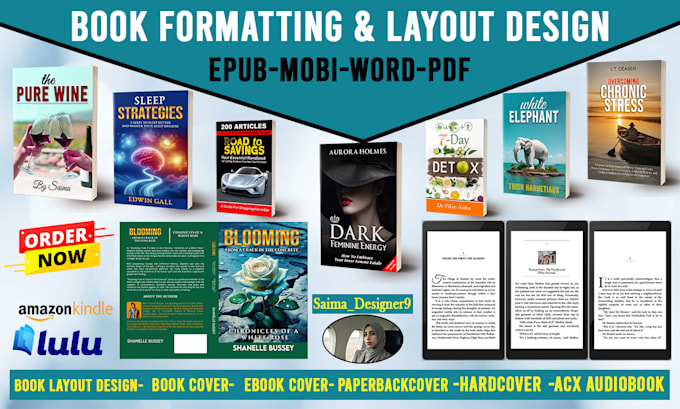 Gig Preview - Format book cover and edit layout for amazon KDP paperback or kindle ebook