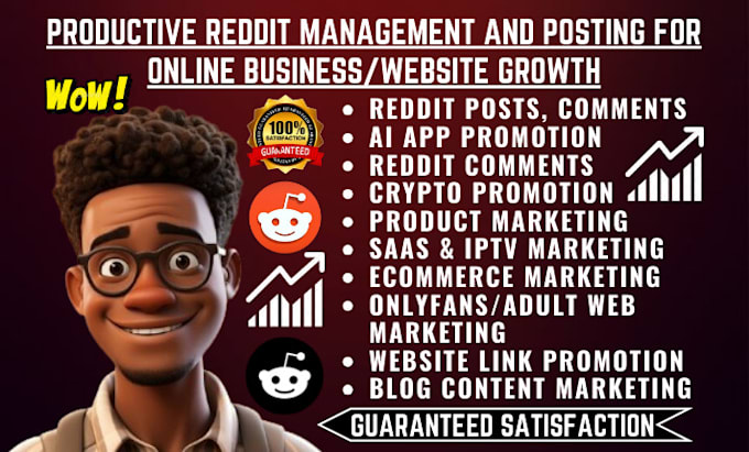 Gig Preview - Do reddit post management for ai website iptv business app product crypto link