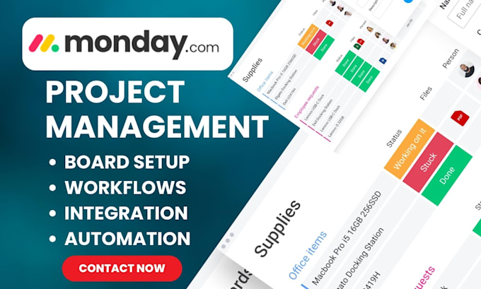 Gig Preview - Setup monday project management with automation and integration, monday CRM