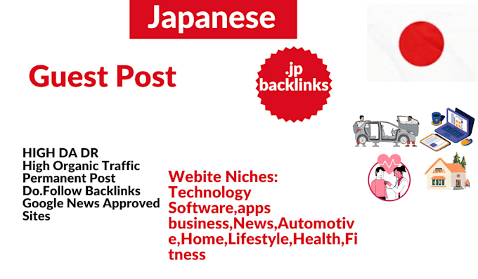 Gig Preview - Japanese guest post with high DR 50 plus jp japan backlinks