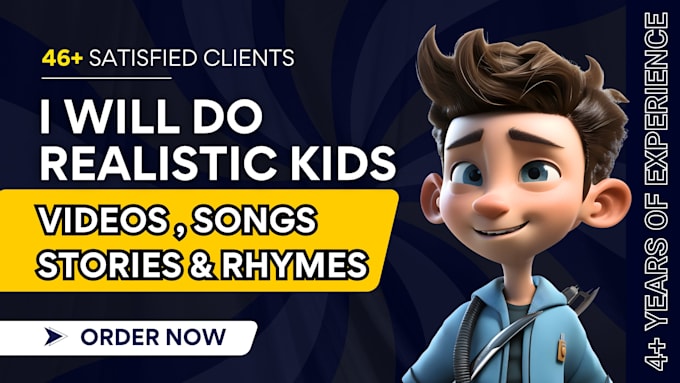 Gig Preview - Do realistic ai animated kids videos songs and rhymes