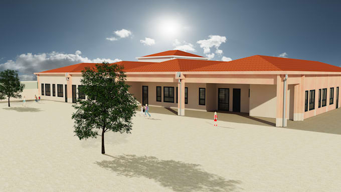 Gig Preview - Professional 3d architectural modeling and rendering of a school