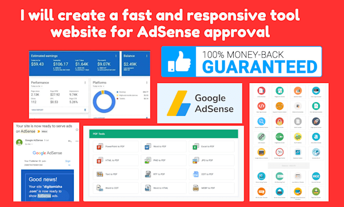 Gig Preview - Create a fast and responsive tool website for adsense approval