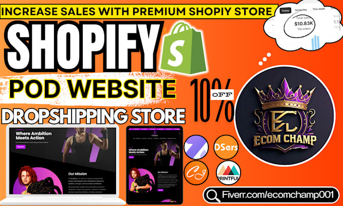 Gig Preview - Build shopify dropshipping store, build shopify website, branded shopify store