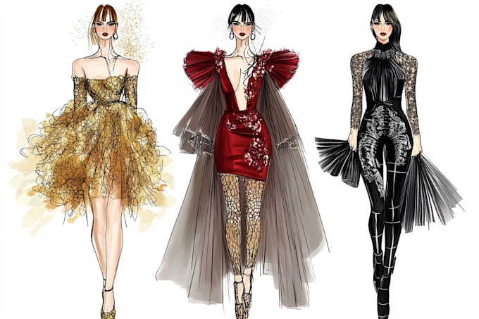 Gig Preview - Make a fashion illustration or sketch for you