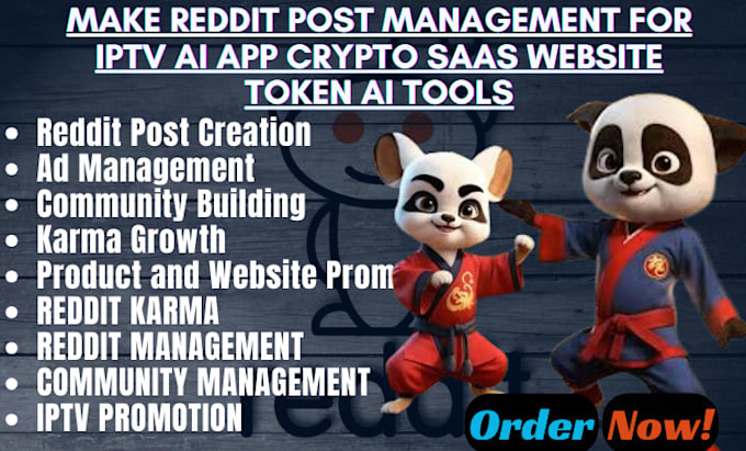 Gig Preview - Make reddit post management for iptv ai app crypto saas website token ai tools