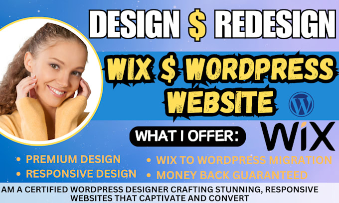 Gig Preview - Create a wordpress website landing page wix design  wix to wordpress migration