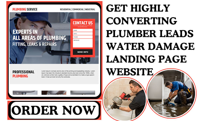 Gig Preview - Generate plumber leads water damage landing page website