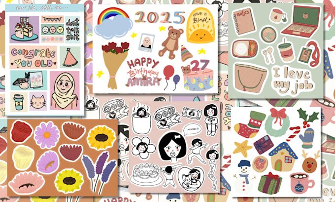 Gig Preview - Doodle and colour custom simple sticker sheets in 3 days