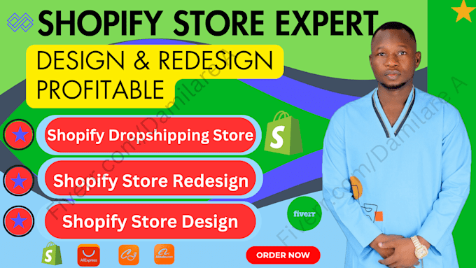 Gig Preview - Build shopify dropshipping store, shopify store design, shopify website redesign