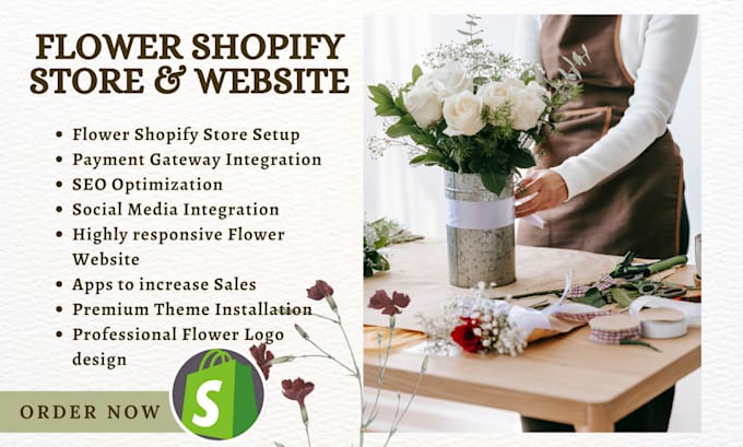 Gig Preview - Flower shopify store flower website florist gift valentine bouquet flower leads