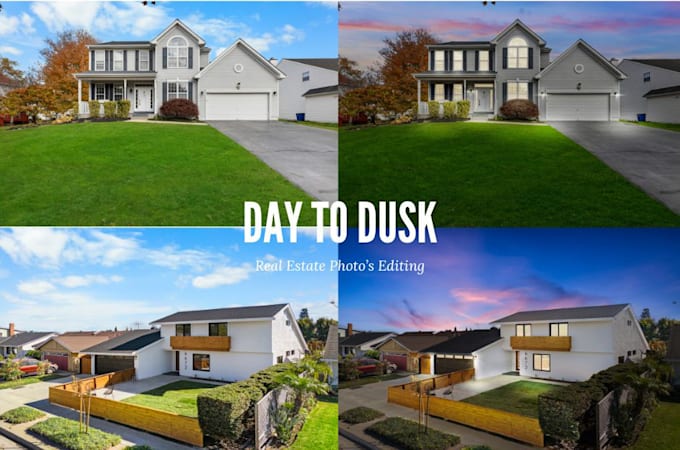 Gig Preview - Day image into virtual twilight, day to dusk real estate photo editing