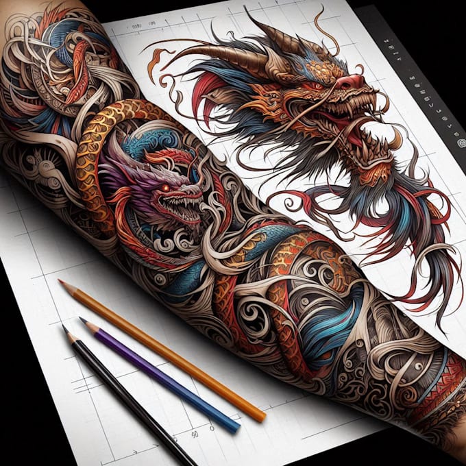 Bestseller - draw amazing tattoo design, realistic sleeve tattoo design