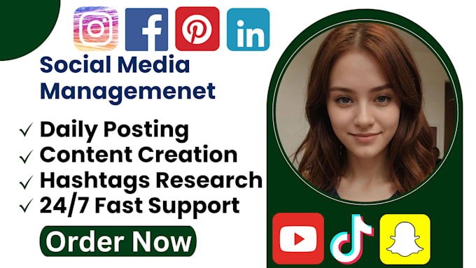 Gig Preview - Be your fb ig twitter tt pinterest monthly marketing manager and sales booster