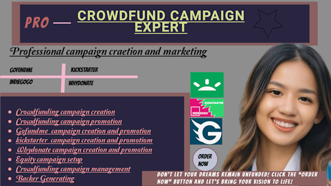 Gig Preview - Do crowdfunding campaign creation on kickstarter indiegogo gofundme