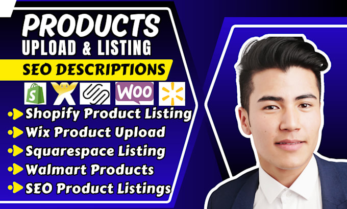 Gig Preview - Add upload products listing to shopify woocommerce wix ebay etsy store