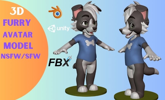 Bestseller - create furry avatar furry character furry 3d vtuber model nsfw furry vrc fursona