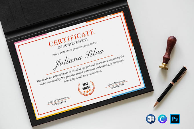 Gig Preview - Design a professional custom certificate, diploma, award, or gift voucher