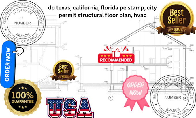 Gig Preview - Do usa pe stamp, structural engineering drawing, mep drawing, for city permits