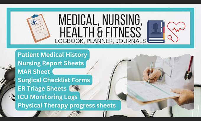 Gig Preview - Create medical journals, logbook, workbook on canva for amazon KDP, ingramspark