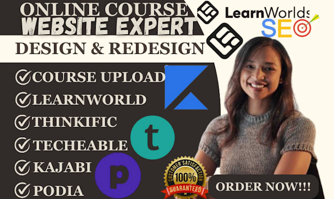 Gig Preview - Design online course website learnworld thinkific website teachable kajabi podia