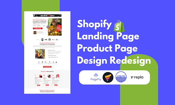 Gig Preview - Design shopify landing page, product page with pagefly, gempages, replo