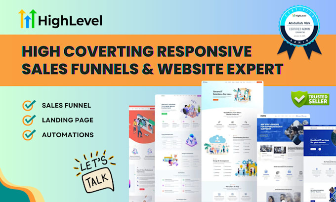 Gig Preview - Be your ghl expert for gohighlevel website go high level landing page ghl funnel