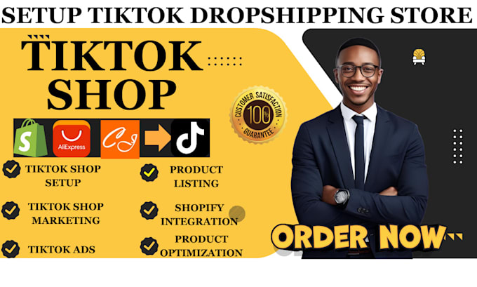 Gig Preview - Setup tiktok shop dropshipping shopify marketing tiktok shop for shopify sales