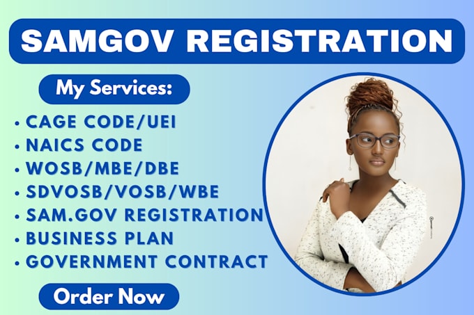 Gig Preview - Help you do sam gov registration, obtain cage code, uei, do wosb, mbe, dbe, 8a