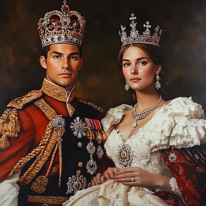 Gig Preview - Make a king or queen royal portrait personalized gift of you