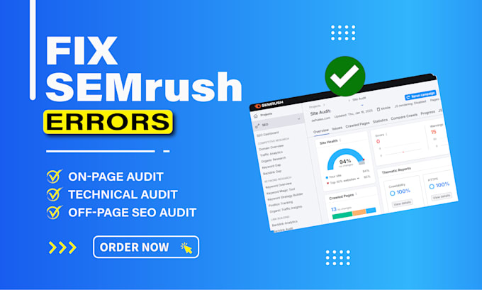 Gig Preview - Fix semrush errors and site audit issues using technical SEO