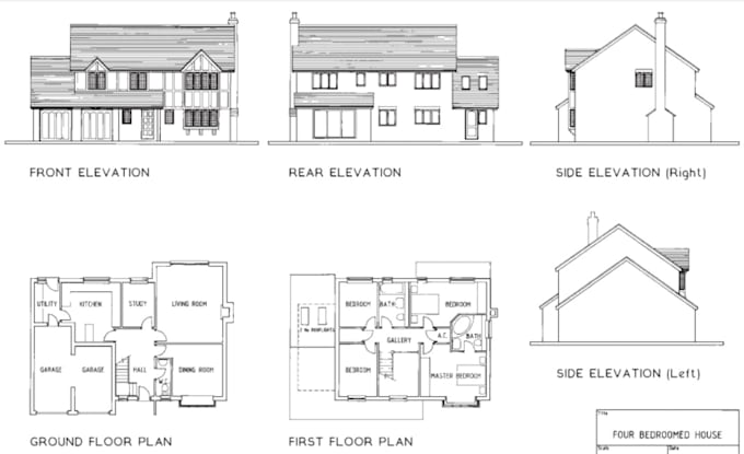 Gig Preview - Draw floor plan, elevation, section from your sketch in autocad and revit