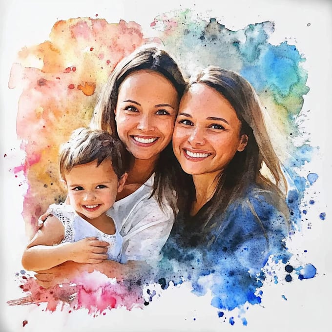 Gig Preview - Draw amazing watercolor portraits for your family