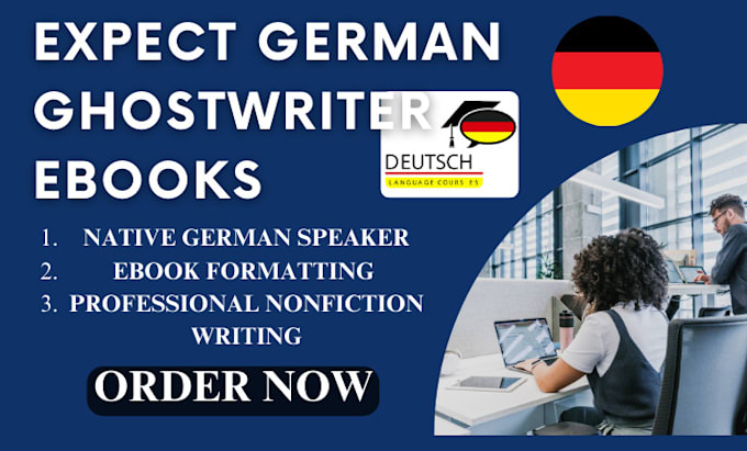 Gig Preview - Ghostwrite your fiction and nonfiction book or ebook in german, deutsch