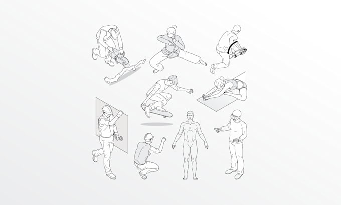 Gig Preview - Draw people in action, isometric, line art